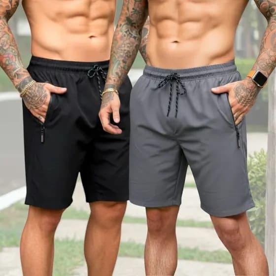 Kits 2 Bermudas Masculina Tactel Estilo Fit Moda Verão