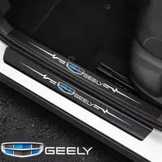 4pcs Adesivo de Carro Porta Fibra de Couro Carbono Protetor de Soleira Decalques Para geely emgrand ec7 ec8 ck atlas ck2