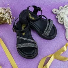 SANDÁLIA INFANTIL FEMININA LEVE CONFORTÁVEL TRATORADA COM FIVELA E BRILHO STRASS MENINA UGUI