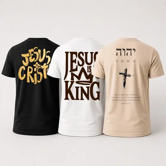 Kit 3 camiseta masculina de algodão estampada cristã religiosa jesus