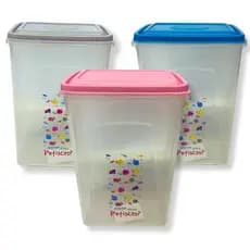 Porta Ração Gato Hermético 1,75L Pote Armazenar Alimento Pet Tampa Cinza Rosa Azul