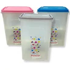 Recipiente Hermético 1,75L para Ração de Gatos Tampa Azul Rosa Cinza Alimento Pet