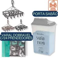 Combo Lavanderia Prático: Dispenser Sabão e Varal Pequenas Peças com 24 Pregadores