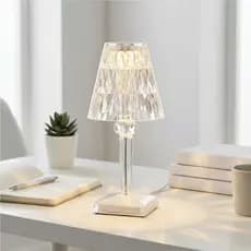 Luminária Abajur Lampada De Mesa Acrílico Cristal Chique Led Usb Sem Fio Touch Casa Restaurante