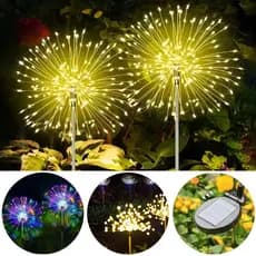 2 ou 6 pcs Luz Solar LED De Fogos De Artifício , Luzes De Fadas Reguláveis 120LED , Lâmpada De Gramado À Prova D'á