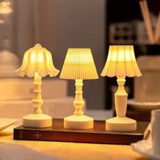 1 pc Luminária Noturna Retrô ，Estilo de flor com babados - Abajur de Mesa/Luminária de Cabeceira/Luz Ambiente
