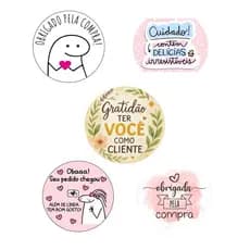 200 Etiquetas Adesivas Gratidão Mimos Agradecimento Cliente 4x4 cm