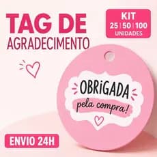 Tag de Agradecimento Obrigada Pela Compra | 100 Unidades