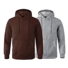 Kit 2 Moletom Com Bolso e Capuz Canguru Algodão Masculino e Feminino Sem Estampa e Flanelado