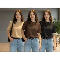 Kit 3 T-shirt 100% Algodão Gola Redonda Camiseta Sem Estampa Feminina e Masculina Camisa Unissex