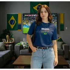 Camiseta Copa do Mundo 2026 100% Algodão T-shirt Brasil Feminina e Masculina