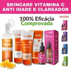 Kit Skincare Anti Idade Vitamina C Dermachem+ SérumRosa Mosqueta Clareador+ Mousse Micelar Vitamina C - 5 ITENS