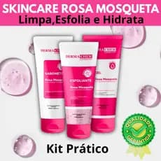 Kit Skin Care Rosa Mosqueta Ultra Hidratante- Sabonete + Esfoliante + Gel Hidratante  Dermachem
