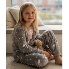 Conjunto Pijama Infantil Menina Peluciado Teddy Bem quentinho 4 a 10 anos