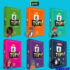 É Top!? - Jogo de Cartas, Jogo de Entrada, Trivia - Jogos Família - Dedução, Apostas e Blefes - Grok