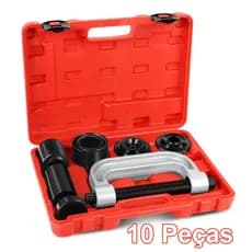 Kit 10 Peças Extrator Junta Esférica Tipo C Saca Pivô Terminal Direção Universal c/ Maleta