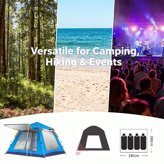 Barraca De Acampamento Grande Para 4-8 Pessoas 240*240*155CM Camping PortáTil 5 Praia Varanda FamíLia Lux ImpermeáVel