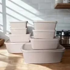 Kit Potes Retangular Tampa Hermética Plástico Organizador Alimentos