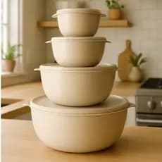 Kit 4 Potes Redondos Tampa Bowls Saladeira Organizador Alimentos