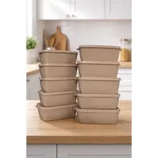 Kit 10 Potes Retangular Tampa Hermética 1,150ml Marmita Organizador Alimento