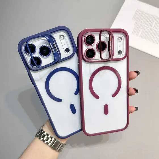 Capa Magnética Translúcida De Luxo Para Iphone 17/17Air/17Pro/17Pro Max  Com Cobertura Protetora De Lente Metálica