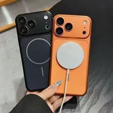 Capa MagSafe Fosca Laranja Cósmico para iPhone 13–17 Pro Max Antichoque Anti Digitais com Proteção de Câmera
