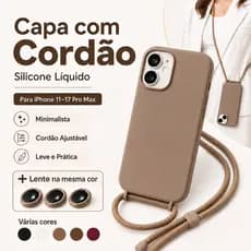 Capa Capinha com Cordão para iPhone 17 17 Air 16 16E 15 14 13 12 11 Pro Max TPU Aveludada Antichoque