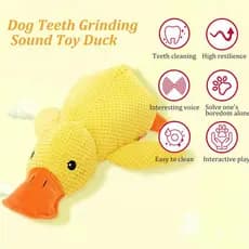 Brinquedo para Cachorro em Forma de Pato – Interativo, Mordedor e Limpeza Dental