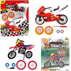 kit dupla radical super motos de dedo corrida e moto de trilha com acessórios super presente para criança