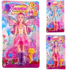 Boneca Brinquedo fada menina fadinha presente com 2 acessórios
