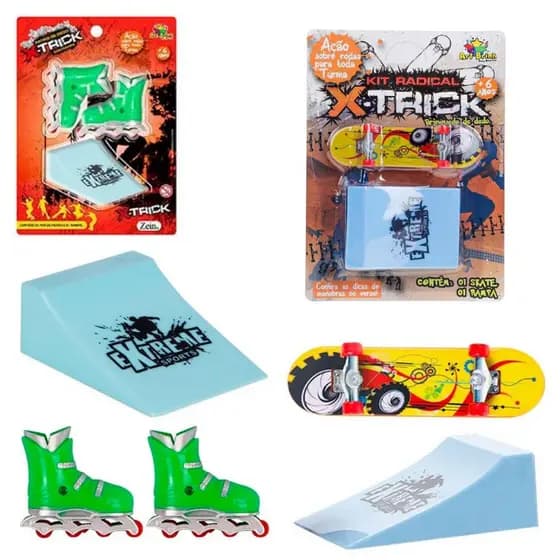 skate dedo + patins de dedo com rampa diversão presente aniversario dia das crianças