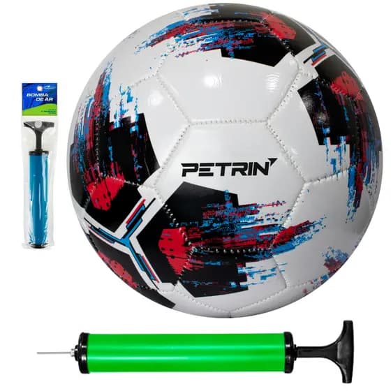 Bola De Futebol Campo N 5 + Bomba de Encher Com o Bico
