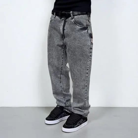 Calça Baggy Balão Jeans Estonado Retrô Cós de Botão
