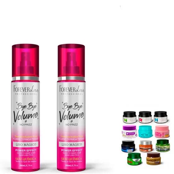 Kit 2 Bye Bye Volume No Frizz Liso Mágico Forever Liss 200ml
