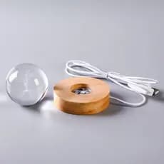 Luz Noturna LED - Bola de Cristal com Base de Madeira, Presente Ideal para Todas as Ocasiões