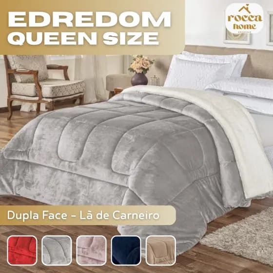 Edredom Sherpa Cobertor Manta Coberdrom - Queen Size - Dupla Face Pele de Carneiro Edredon
