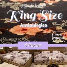Jogo de Lençol Premium King Size - Estampado Microfibra - 4 Peças - Estampas Sortidas Cama Kit