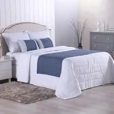Peseira e Almofadas Copacabana Cama Queen Percal 300 Fios Decoração 5 Peças