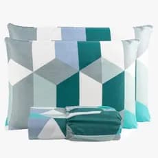 Jogo de Lençol Queen Estampado Micropercal 200 Fios 3 Peças Estampas Geométricas Sortidas Size Cama Kit