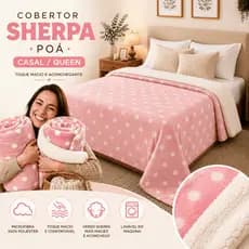 Coberdrom Sherpa Dupla Face – Queen Estampado com Manta Poa e Forro Peludo