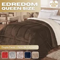 Coberdrom Casal Queen Sherpa Edredom Dupla Face Cobertor Soft Toque Macio Inverno