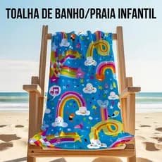 Toalha De Banho e Praia Infantil Estampadas com Toque de Algodão Pelúciado Premium.