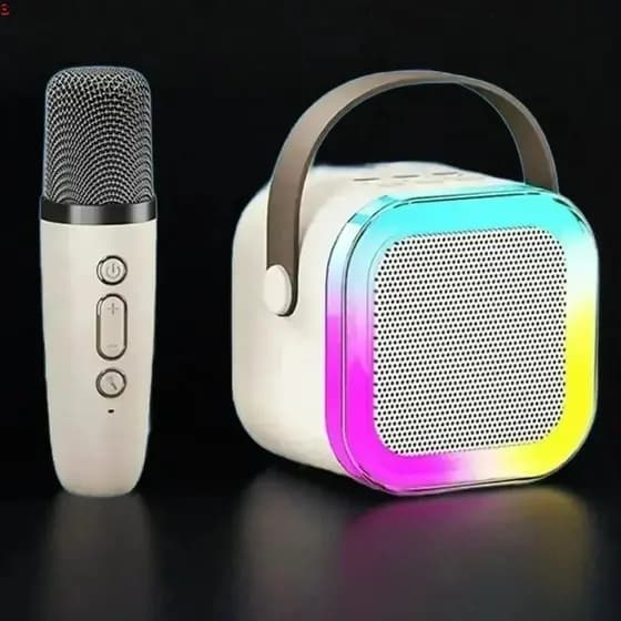 Caixa de Som Karaokê 12 Bluetooth Portátil com Microfone e Luzes LED Festa e Casa