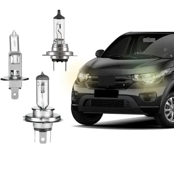 Par de Lâmpada Halógena H1 H4 H7 12V 55W Para Farol de Carro - Alta Potência