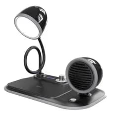 Luminária Multifuncional 3 em 1: Iluminação, Carregador por Indução e Alto-Falante Bluetooth
