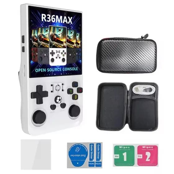 Console Portátil Retrô R36Max 64GB de Memória e 18.000 Jogos e 128GB Com 22.000 Jogos Clássicos Inclui Case E Película