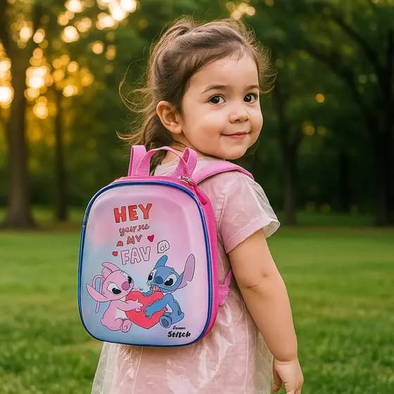Mochila Infantil Menina escola creche passeio Stitch gatinha Marie Barbie Cinderela pequena sereia