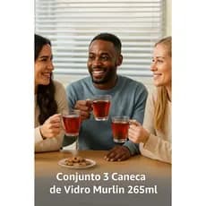 Conjunto 3 Canecas Xicara Copo Servir Taça Presente Casa Recipiente Vidro  Café Chá Cozinha Bebida