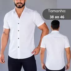 Camisa Social Masculina Manga Curta Slim