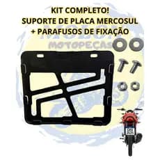 Kit Suporte De Placa Moto + Parafusos Mercosul Universal